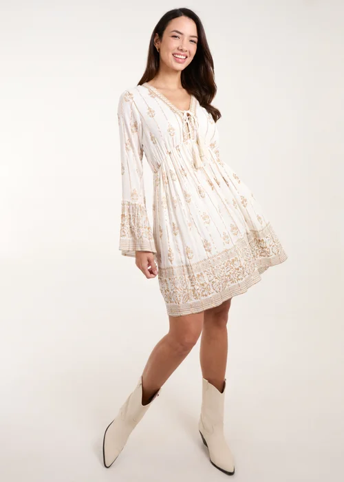 Blue Vanilla Ivory Lace-Up Mini Dress - S Image 4