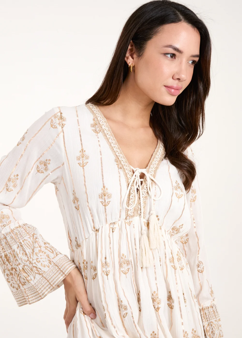 Blue Vanilla Ivory Lace-Up Mini Dress - S Image 3
