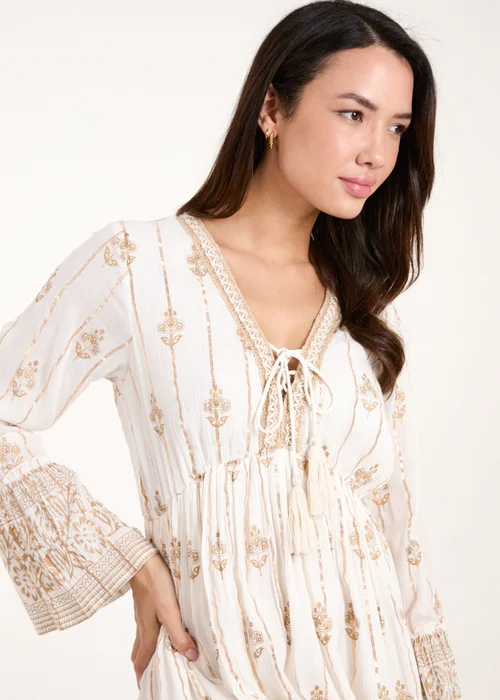 Blue Vanilla Ivory Lace-Up Mini Dress - S Image 3