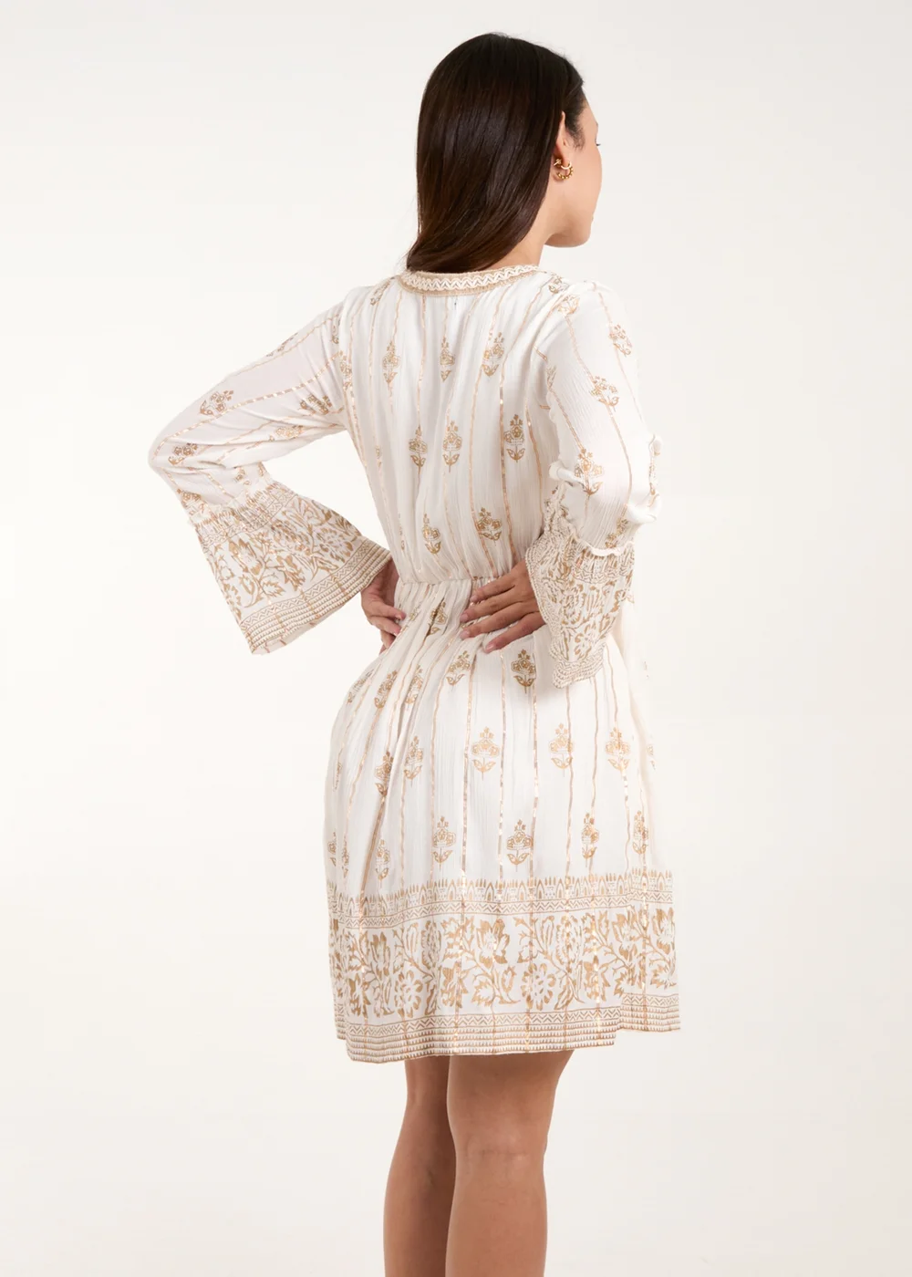 Blue Vanilla Ivory Lace-Up Mini Dress - S Image 2