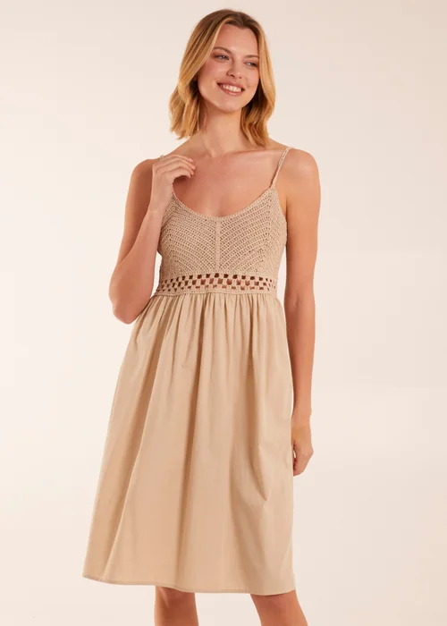 Blue Vanilla Stone Strap Midi Cami Dress Crochet - M Image 1