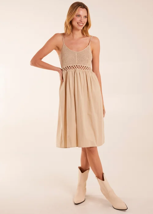 Blue Vanilla Stone Strap Midi Cami Dress Crochet - M Image 4