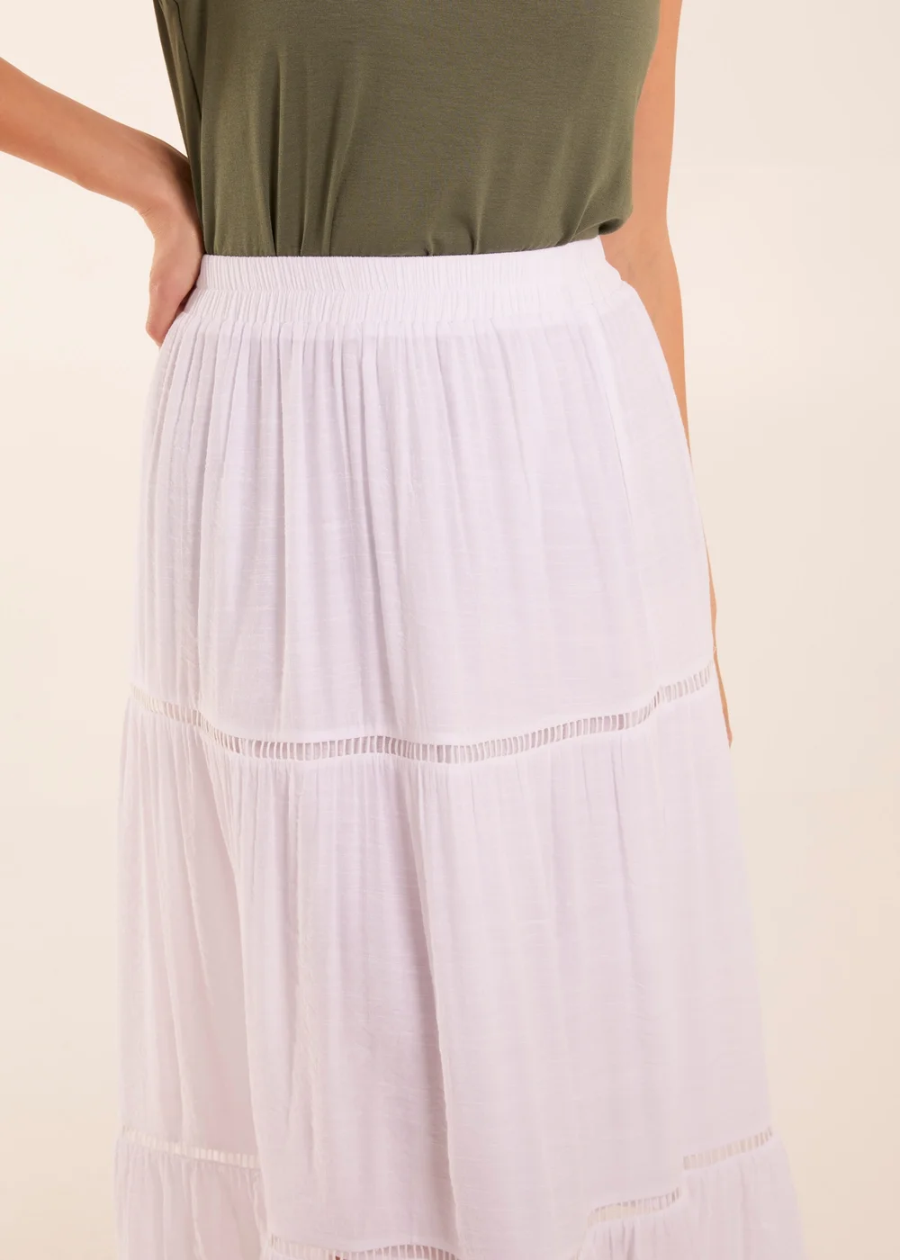 Blue Vanilla White Ladder Trim Maxi Skirt - L Image 3
