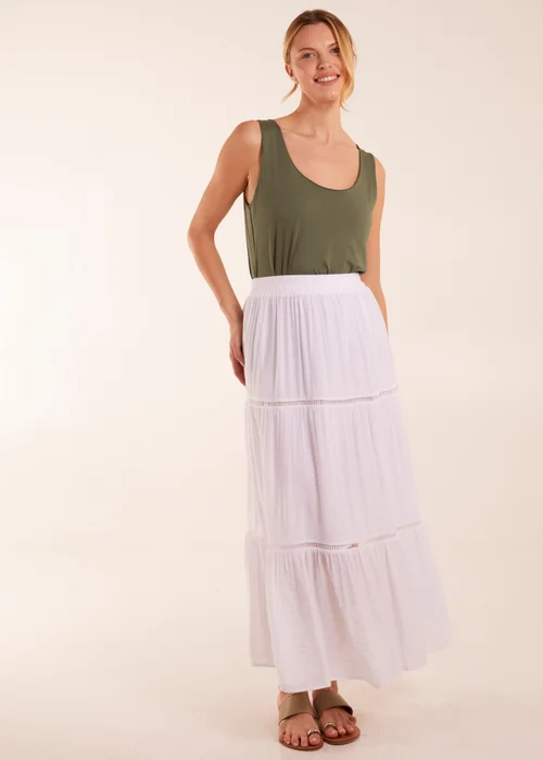 Blue Vanilla White Ladder Trim Maxi Skirt - L Image 1