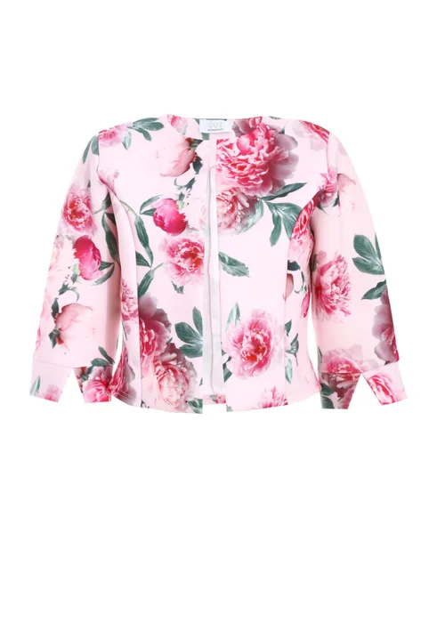 Quiz Pink Floral Split Sleeve Crop Jacket - 10 Image 4