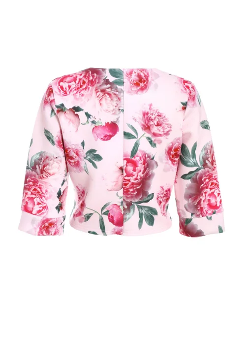 Quiz Pink Floral Split Sleeve Crop Jacket - 10 Image 5