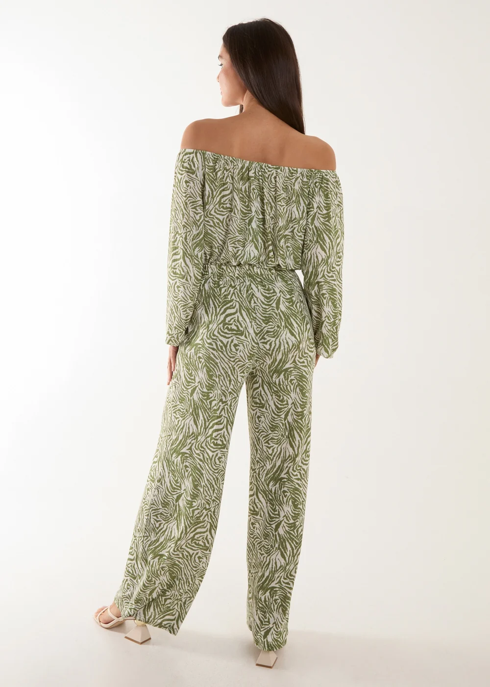 Blue Vanilla Green Off The Shoulder Top And Wide Leg Trouser Set - S/M Image 2