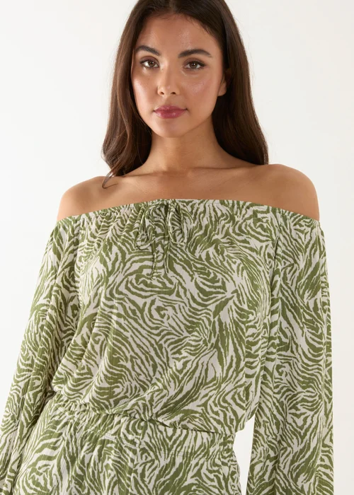 Blue Vanilla Green Off The Shoulder Top And Wide Leg Trouser Set - S/M Image 3