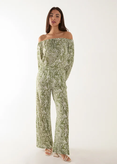 Blue Vanilla Green Off The Shoulder Top And Wide Leg Trouser Set - S/M Image 4