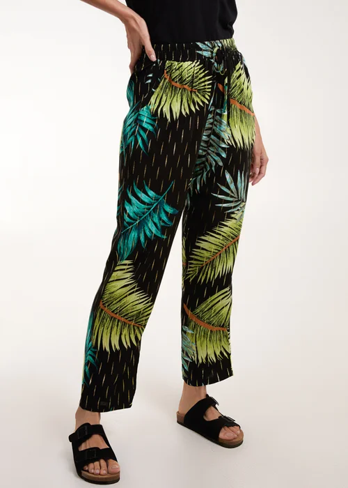 Blue Vanilla Black Palm Print Trousers - S Image 5