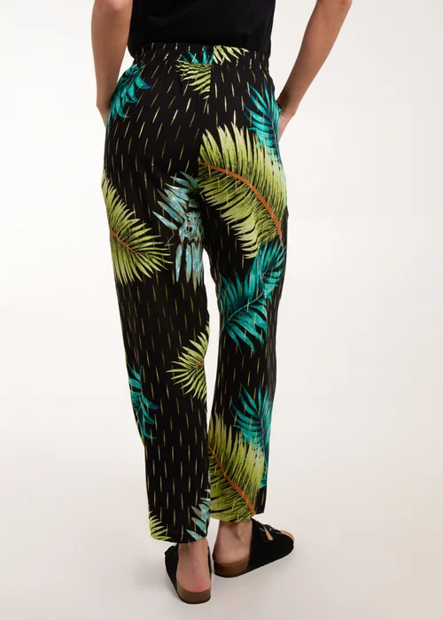 Blue Vanilla Black Palm Print Trousers - S Image 3