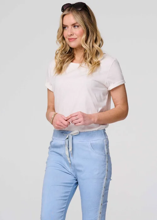 Izabel London Blue Plain Skinny Tie Waist Trousers - 8 Image 4