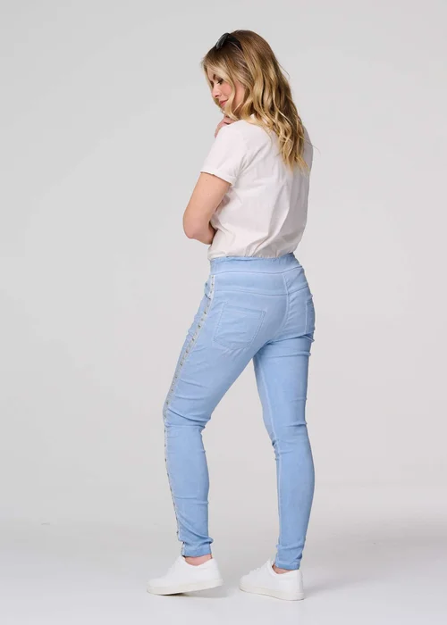 Izabel London Blue Plain Skinny Tie Waist Trousers - 8 Image 2