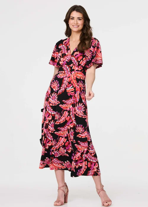 Izabel London Black Floral Ruched Front Maxi Dress - 8 Image 1