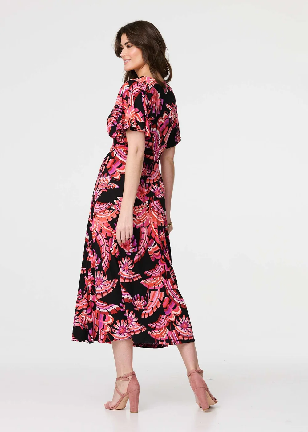 Izabel London Black Floral Ruched Front Maxi Dress - 8 Image 2