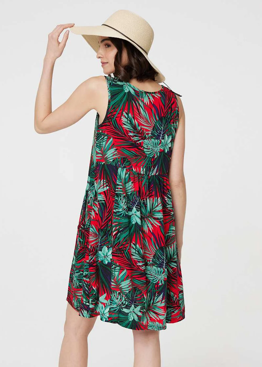 Izabel London Red Leaf Print Sleeveless Tunic Dress - 8 Image 2