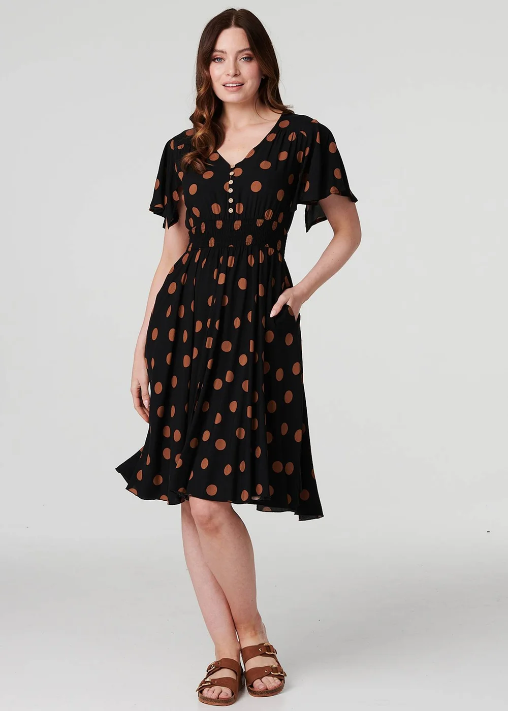 Izabel London Black Polka Dot Fit & Flare Short Dress - 8 Image 4