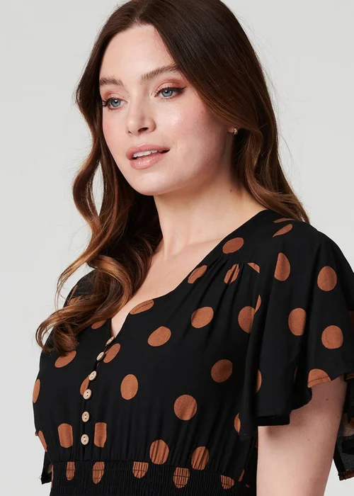 Izabel London Black Polka Dot Fit & Flare Short Dress - 8 Image 3