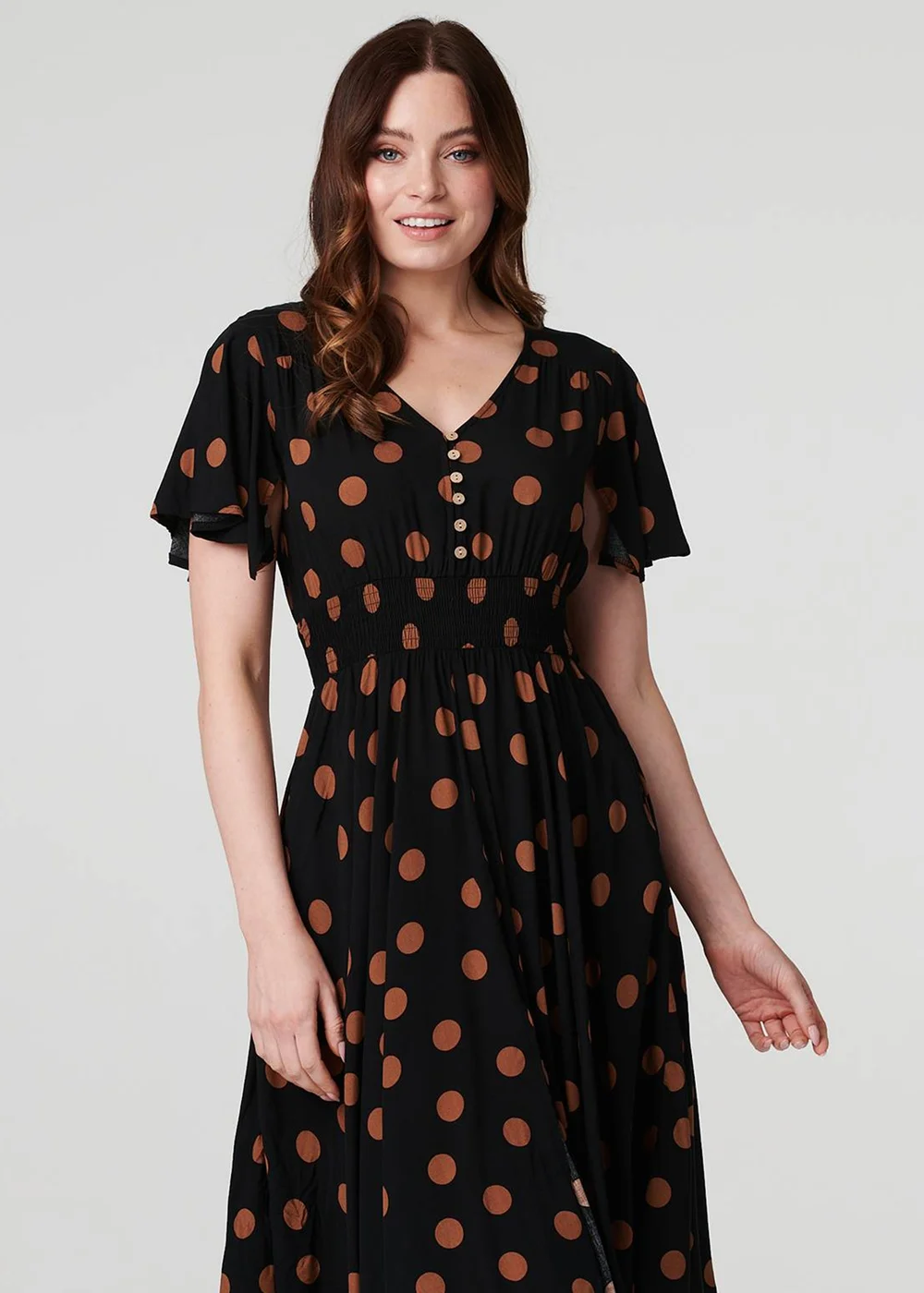 Izabel London Black Polka Dot Fit & Flare Short Dress - 8 Image 1