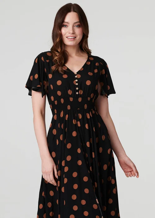 Izabel London Black Polka Dot Fit & Flare Short Dress - 8 Image 1