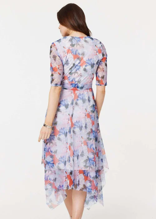 Izabel London Blue Floral Semi Sheer Layered Midi Dress - 8 Image 2