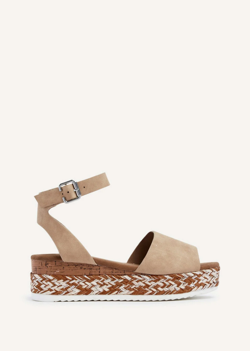 Linzi Coast Nude Faux Nubuck Flatform Two Part Sandal - 3 Image 2