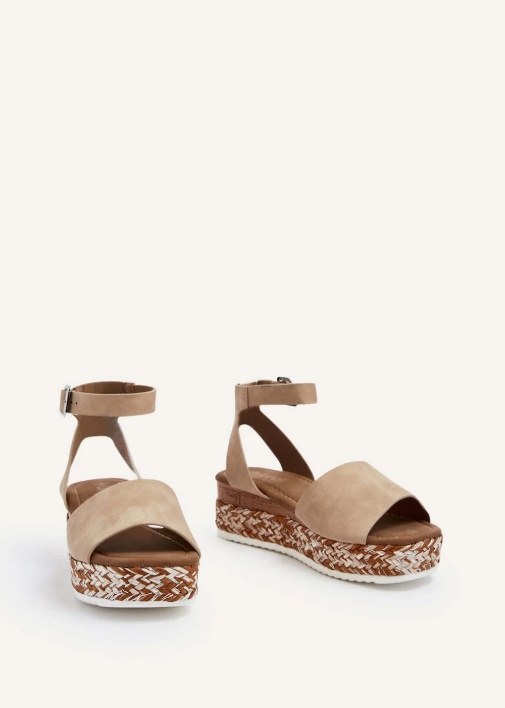 Linzi Coast Nude Faux Nubuck Flatform Two Part Sandal - 3 Image 3