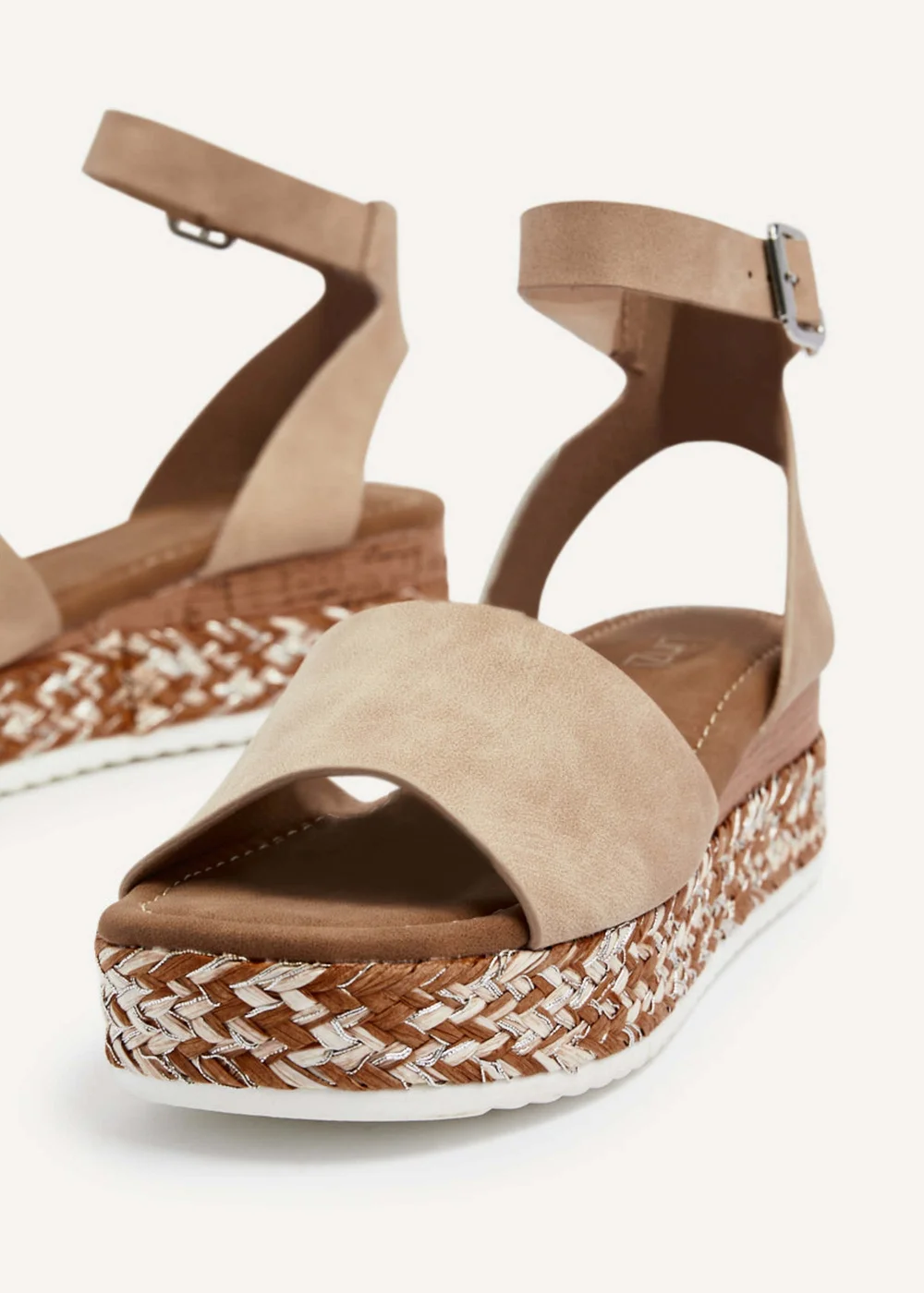 Linzi Coast Nude Faux Nubuck Flatform Two Part Sandal - 3 Image 5