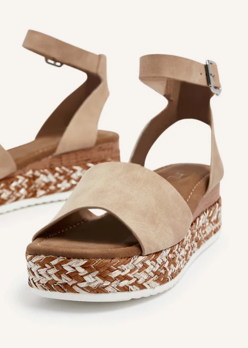 Linzi Coast Nude Faux Nubuck Flatform Two Part Sandal - 3 Image 5
