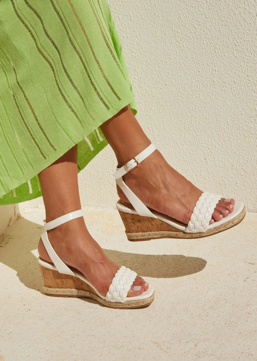 Linzi Regan White Faux Leather Wedge Sandals - 3 Image 1