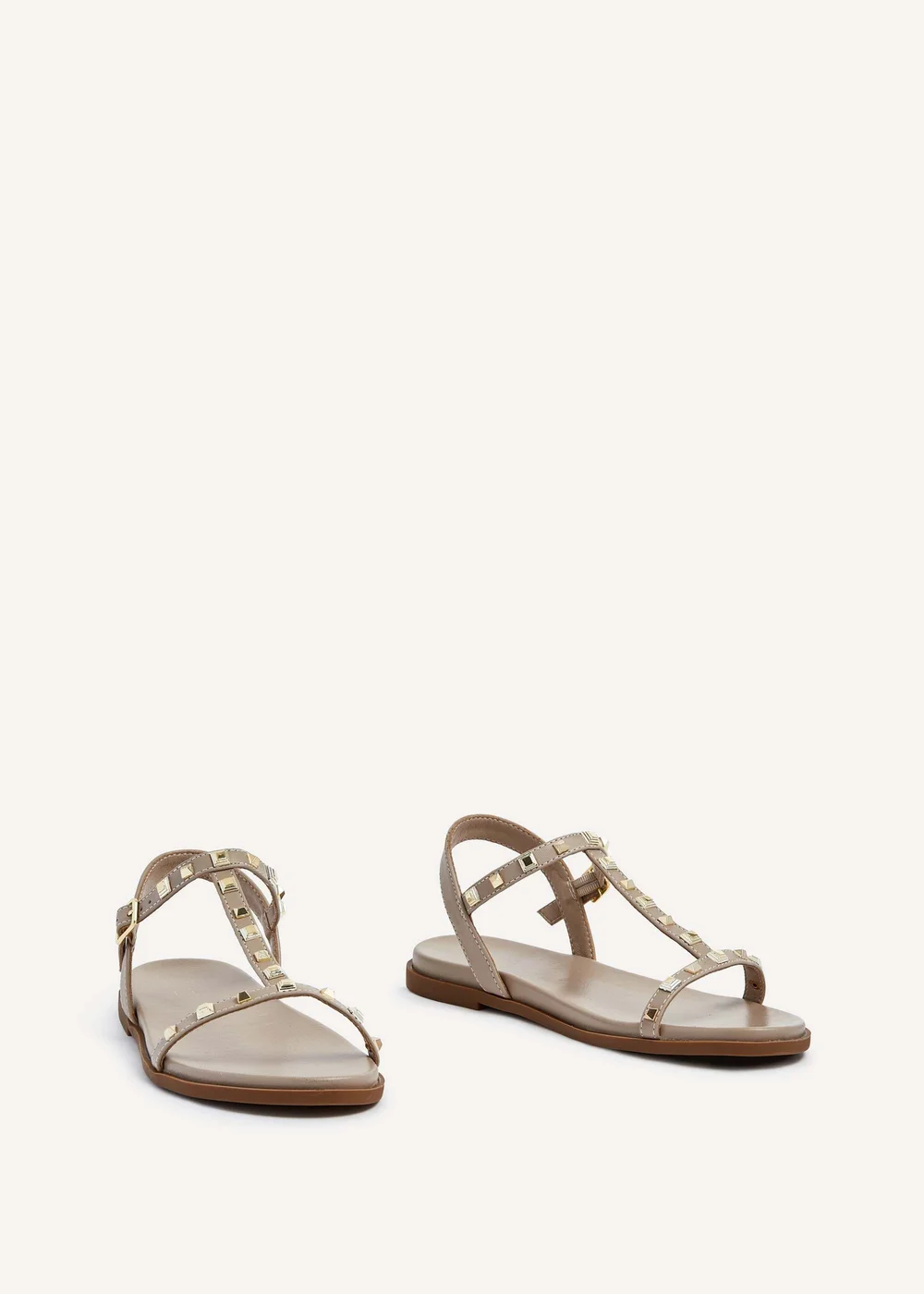Linzi Bliss Taupe Faux Leather T-Bar Footbed Sandal - 3 Image 3