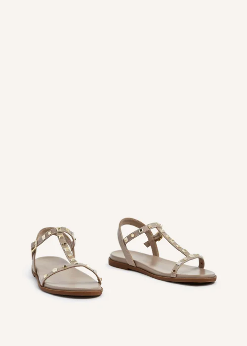 Linzi Bliss Taupe Faux Leather T-Bar Footbed Sandal - 3 Image 3