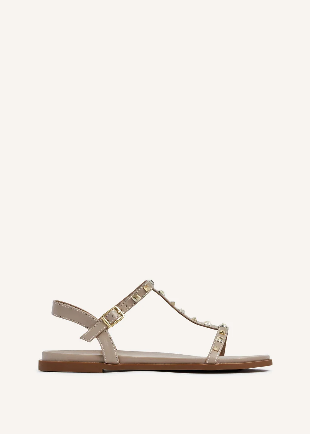 Linzi Bliss Taupe Faux Leather T-Bar Footbed Sandal - 3 Image 2