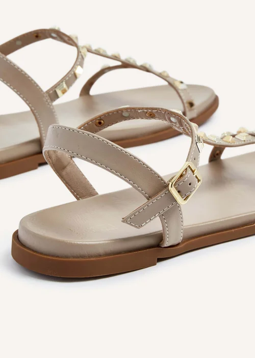 Linzi Bliss Taupe Faux Leather T-Bar Footbed Sandal - 3 Image 5