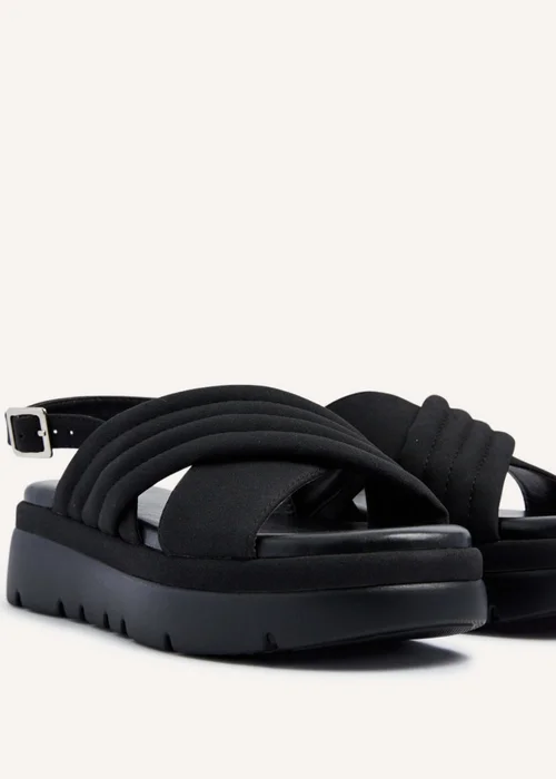 Linzi Shae Black Faux Nubuck Padded Crossover Flatform Sandals - 3 Image 5