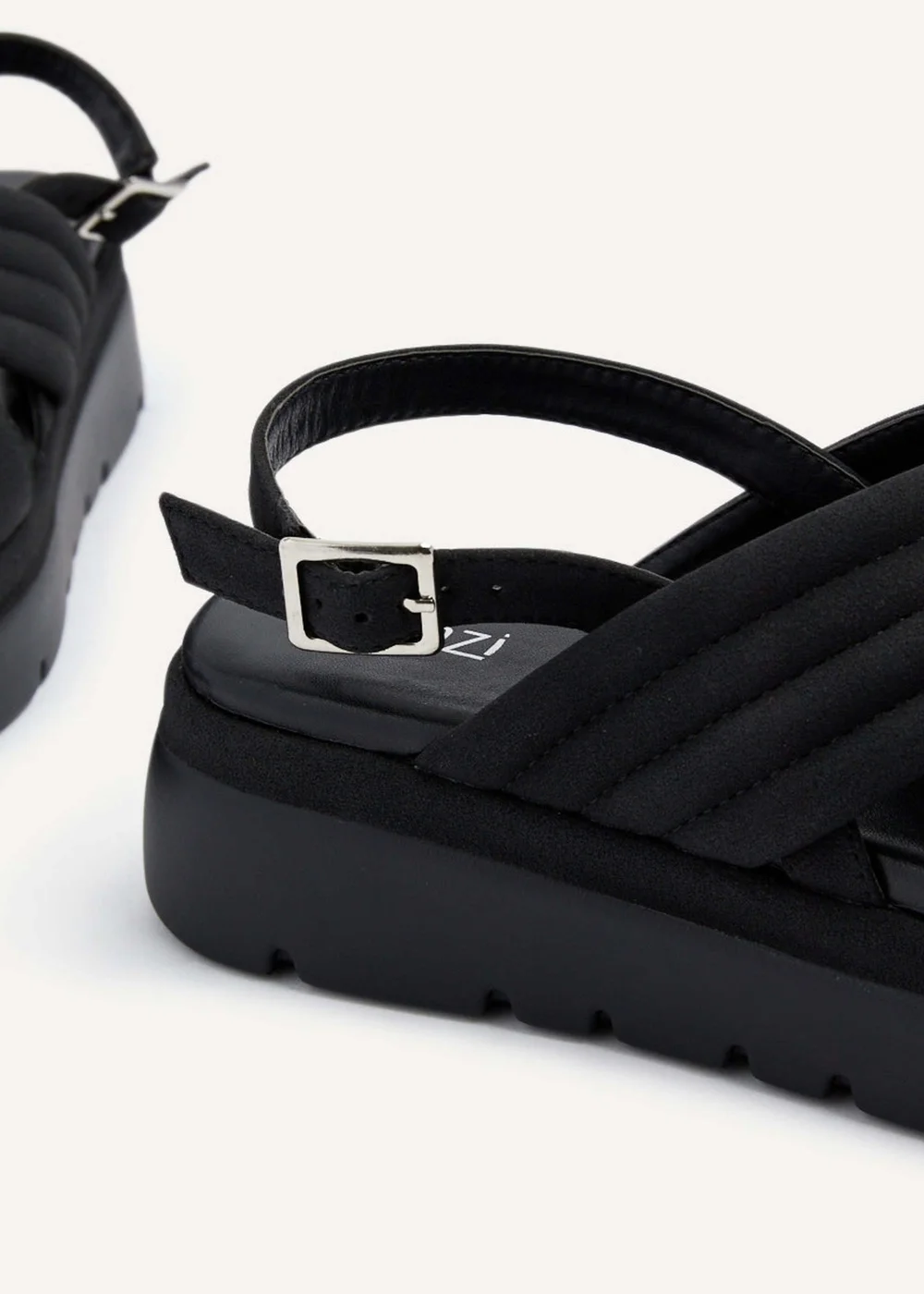 Linzi Shae Black Faux Nubuck Padded Crossover Flatform Sandals - 3 Image 4