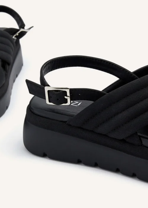 Linzi Shae Black Faux Nubuck Padded Crossover Flatform Sandals - 3 Image 4