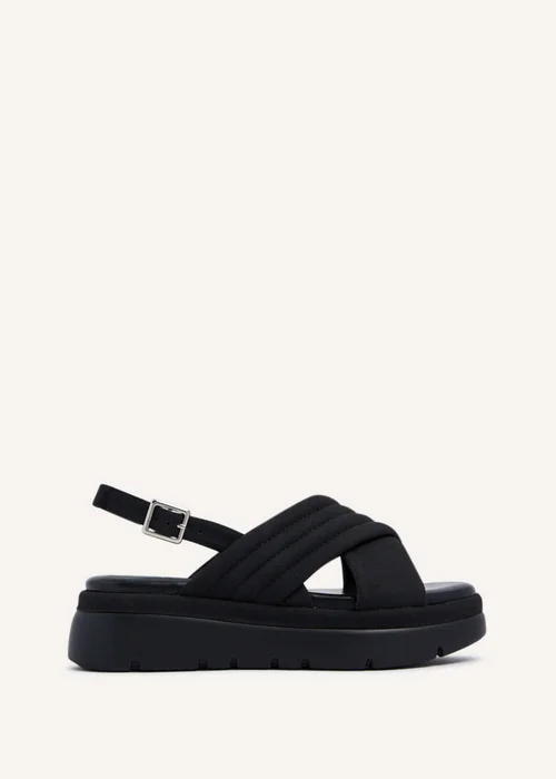 Linzi Shae Black Faux Nubuck Padded Crossover Flatform Sandals - 3 Image 2
