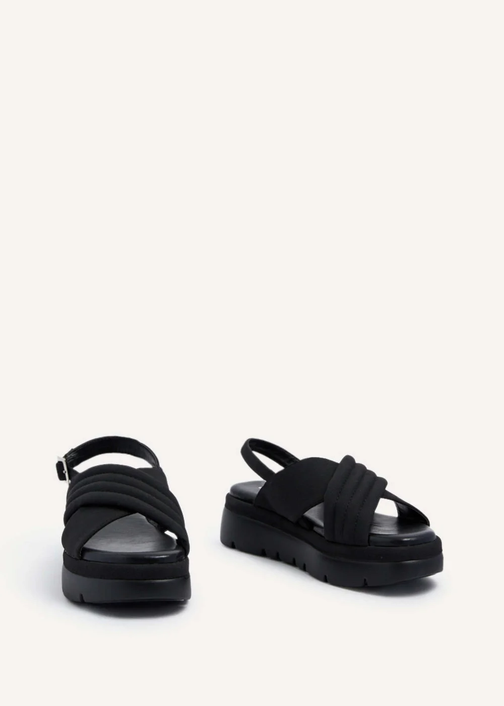 Linzi Shae Black Faux Nubuck Padded Crossover Flatform Sandals - 3 Image 3