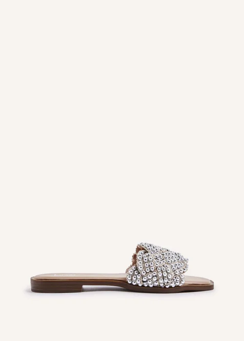 Linzi Lanette Nude Faux Leather Plaited Beaded Flat Sandals - 3 Image 2