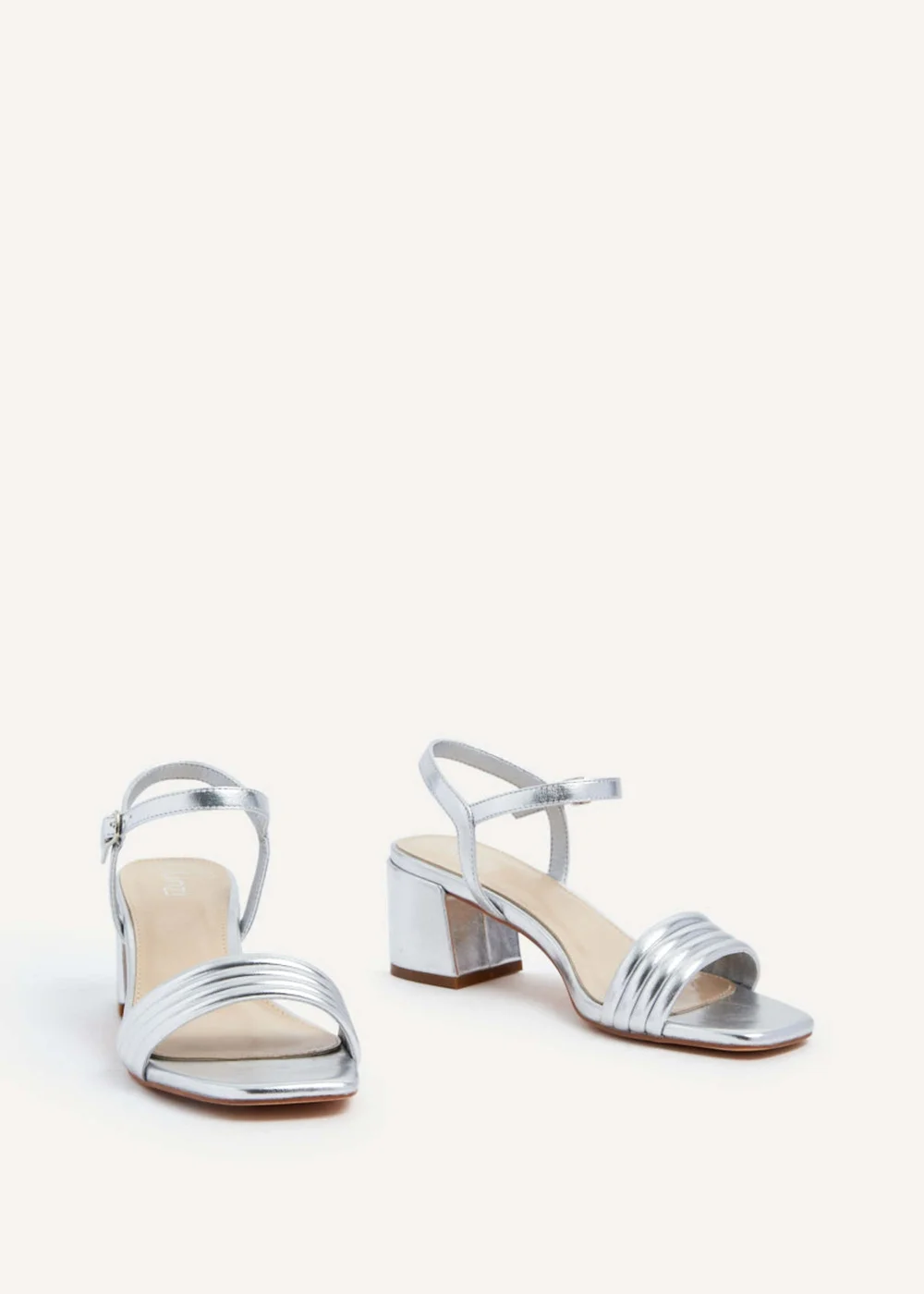 Linzi Toronto Silver Faux Leather Block Heeled Sandal - 3 Image 3