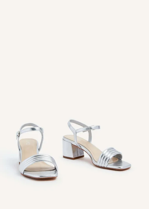 Linzi Toronto Silver Faux Leather Block Heeled Sandal - 3 Image 3