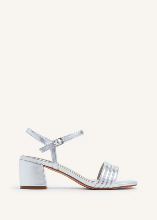 Linzi Toronto Silver Faux Leather Block Heeled Sandal - 3 Image 2