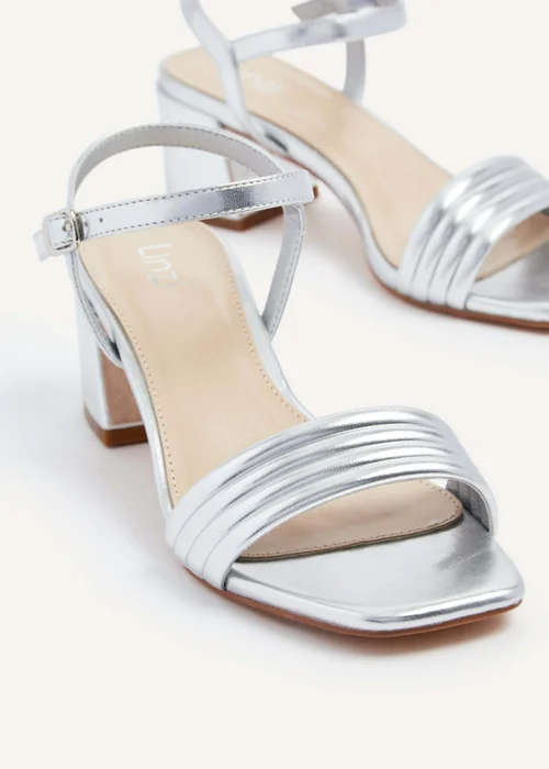 Linzi Toronto Silver Faux Leather Block Heeled Sandal - 3 Image 4