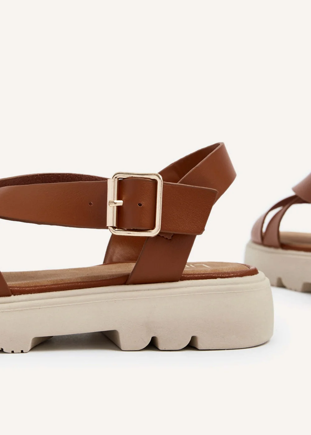 Linzi Blake Tan Faux Leather Chunky Sandal - 3 Image 5