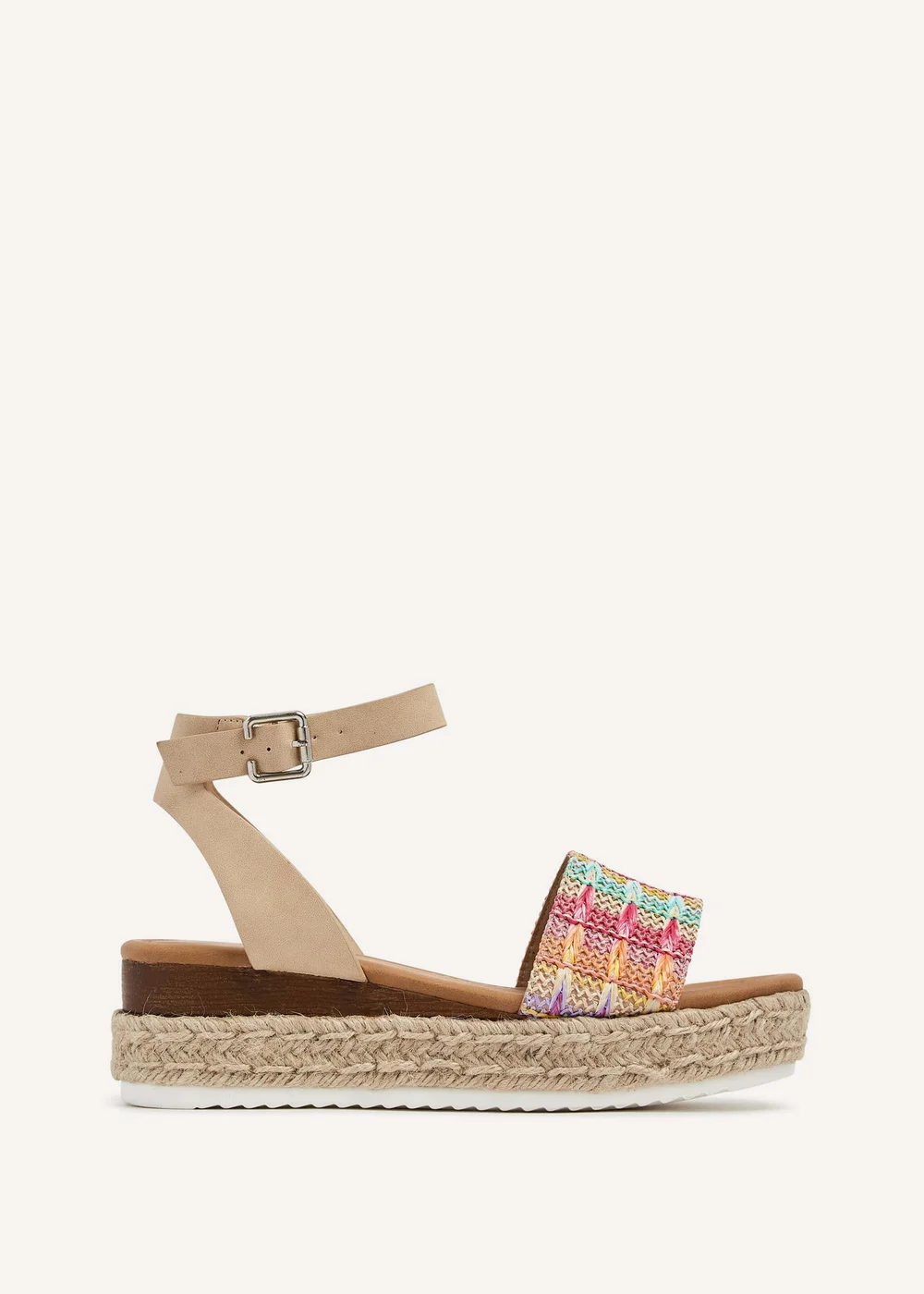 Linzi Anya Multi Coloured Raffia Flatform Sandal - 3 Image 2