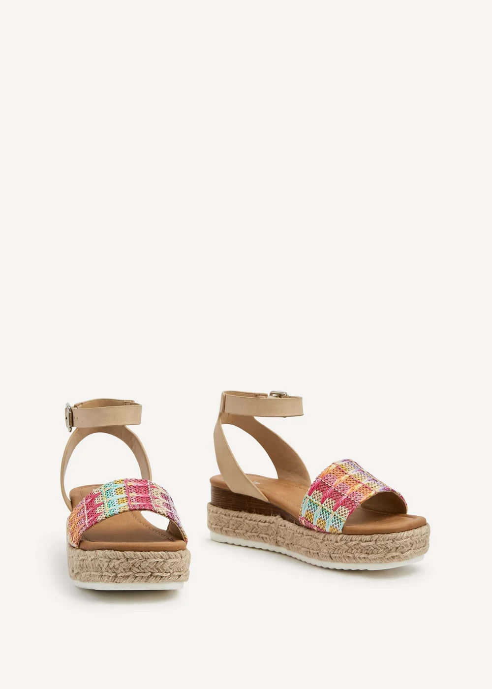 Linzi Anya Multi Coloured Raffia Flatform Sandal - 3 Image 3