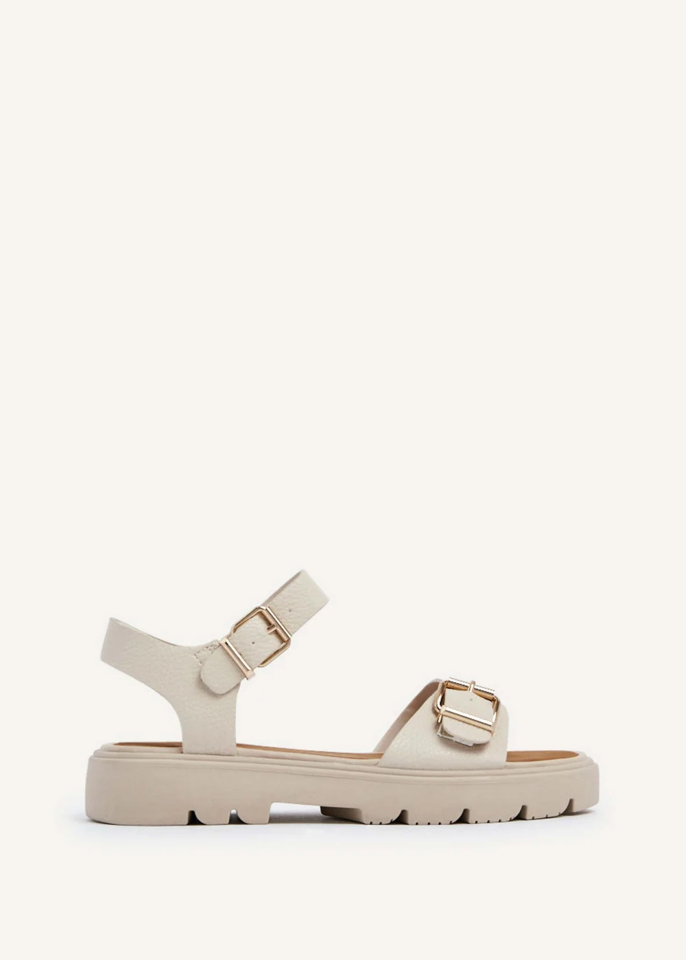 Linzi Comet Nude Faux Grain Leather Chunky Sandal - 3 Image 2