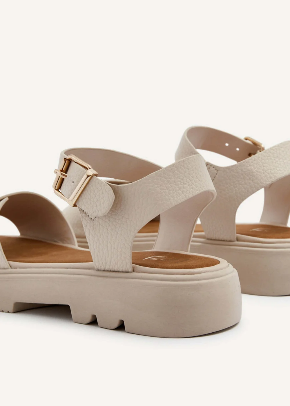 Linzi Comet Nude Faux Grain Leather Chunky Sandal - 3 Image 5