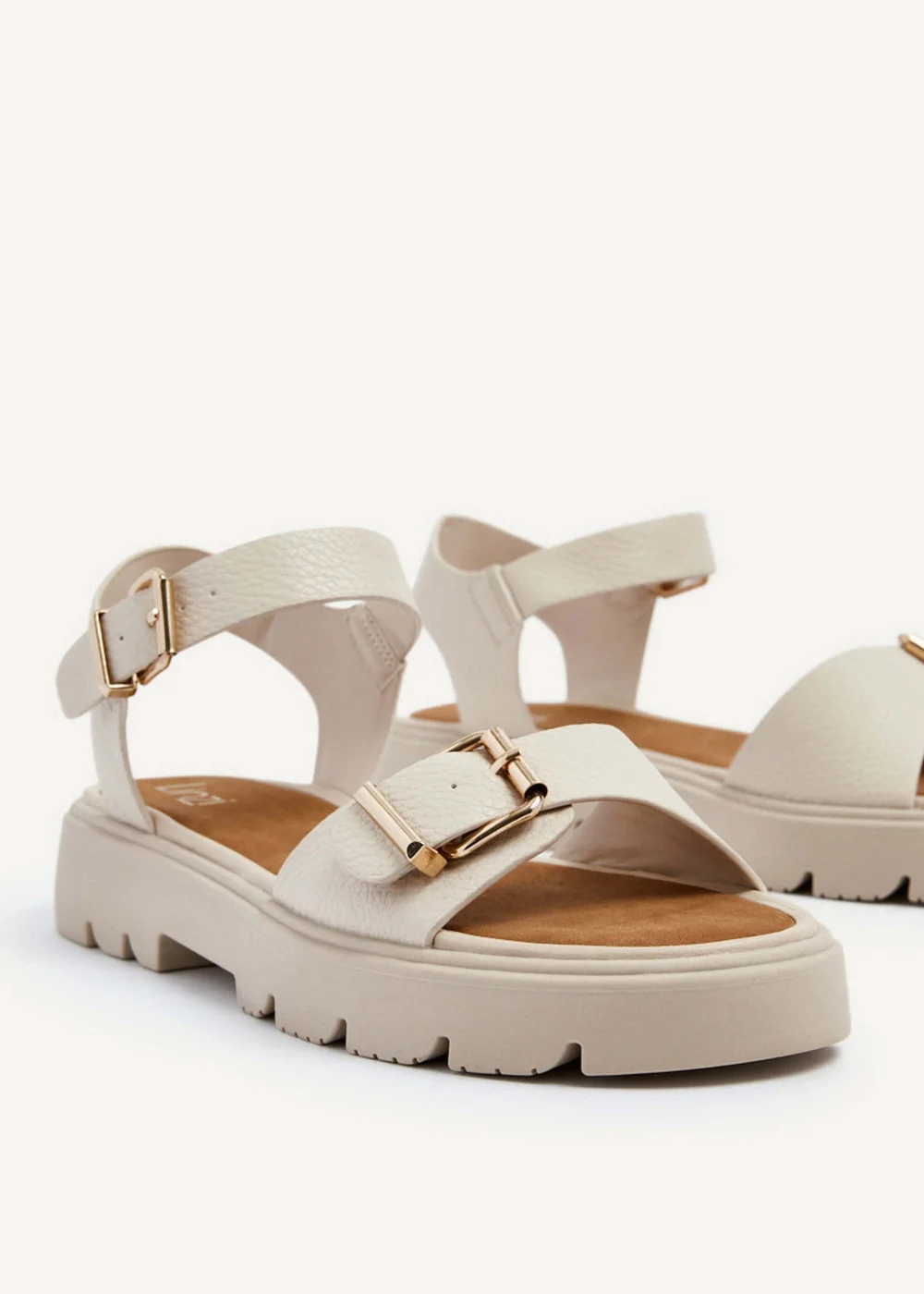 Linzi Comet Nude Faux Grain Leather Chunky Sandal - 3 Image 4